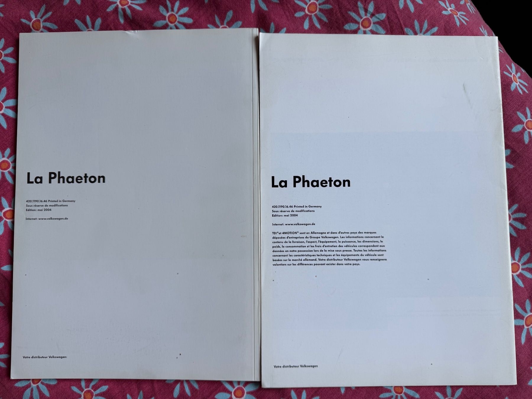 VW Dokumente: Brochure VW La Phaeton - état NEUF - 05/2004 – Neu (gemäss Beschreibung) aus Vionnaz von cm4_6gll 1