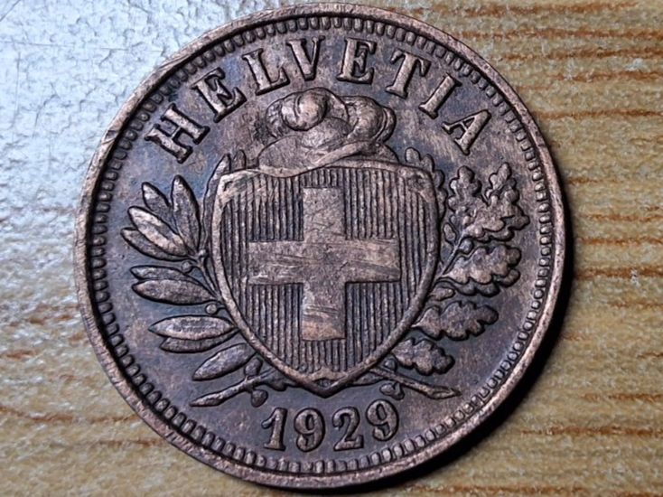 Tutti le monete: 2 Rappen 1929 - Selten! – Usato da Münchenstein venduto da purbach1 2