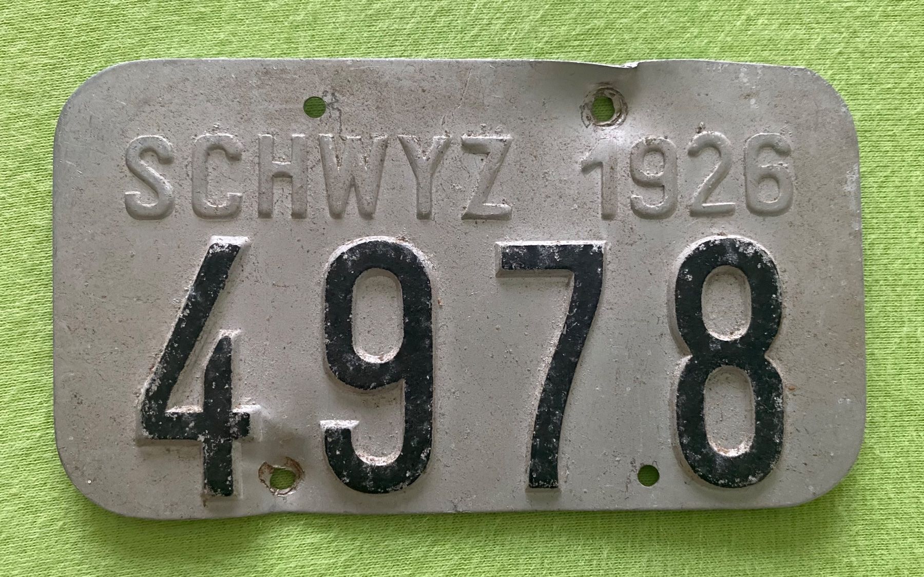 Insegne: Velonummer Schwyz 1926 – Usato da Oberuzwil venduto da Deafgrischa