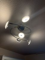 Ceiling lamp modern design 4-light metal chrome swirl