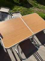 Folding Picnic Table with 4 Stools – Wood Finish –