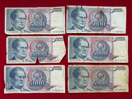 Belgrad 1985 - Jugoslawien - 5000 Dinara - 6 x Tito !