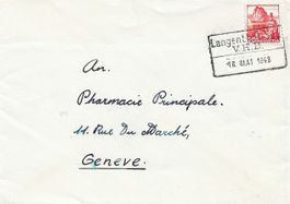 MARKE mit BAHNSTEMPEL LANGENTHAL SBB V.H.B. 18. MAI 1948