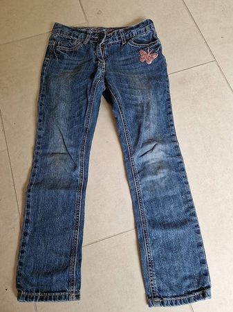 Jeans, Gr. 116, mit Pailletten, Hose, Hosen, Schmetterling