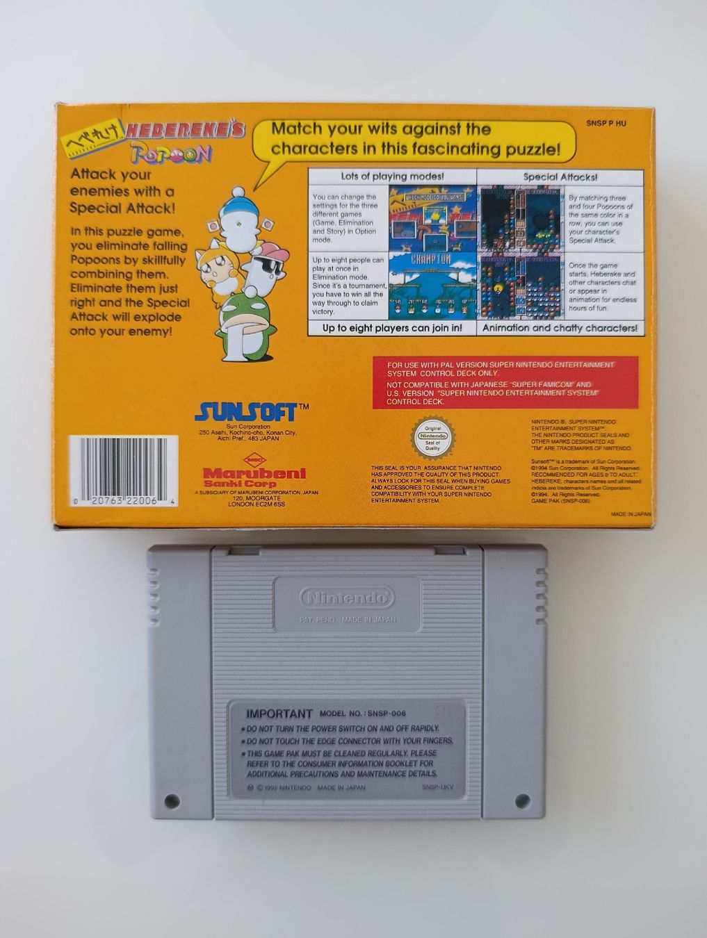 Nintendo Giochi: SNES Spiel Hebereke's Popoon Sunsoft PAL Version – Usato da Wil SG venduto da Donaldus 1