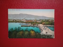 Zürich antike AK Color Quaibrücke mit Tram Steg