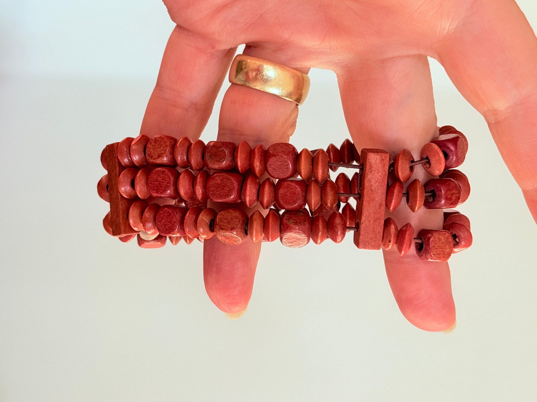 Bracciali & Braccialetti: Bracelet bohème en bois rouge – Nuovo e nell'imballaggio originale da Genève venduto da AWWA 6