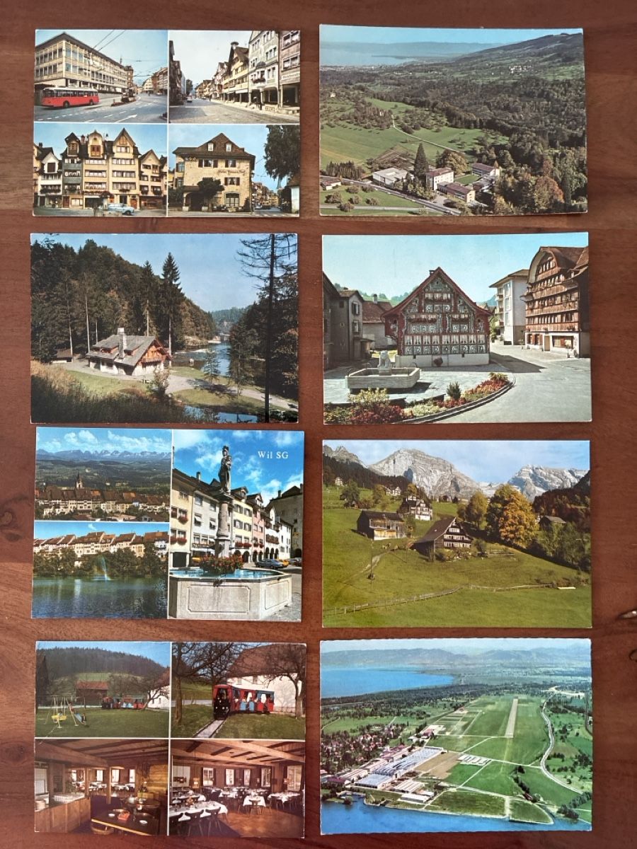 Cartoline postali: 20 Ansichtskarten Schweiz diverse vom Kanton St. Gallen – Usato da Oftringen venduto da Cla.vD.74 2