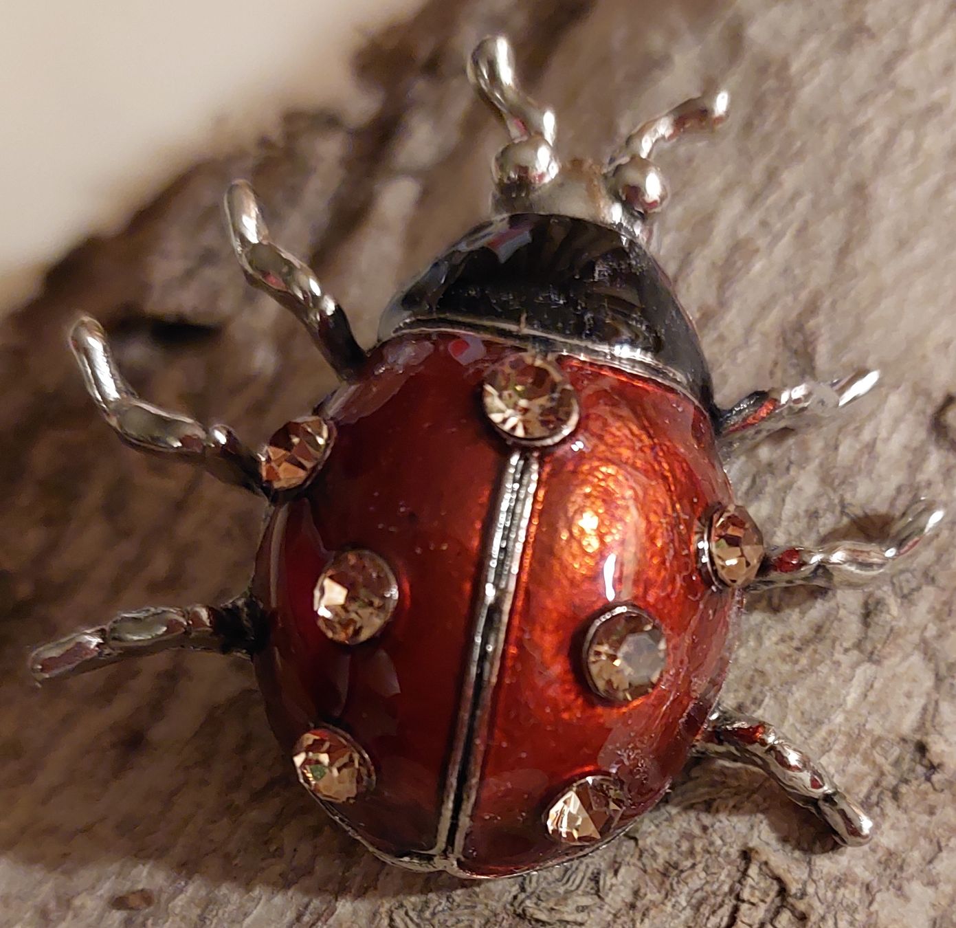 Spille & Fermagli: Vintage Glücksbringer-Brosche Marienkäfer mit Strass – Nuovo (secondo la descrizione) da Oberwil BL venduto da Hunajakakku 2