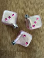 3 Vintage Christbaumkugeln, Würfelform, Rosa Glitzer, Top!