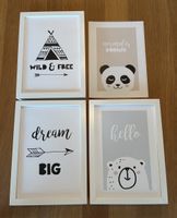 Kinderzimmer Bilder 4er Set - Rahmen weiss Motiv Sprüche