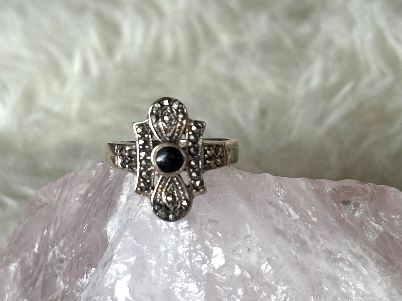 Anelli: Vintage Silberring 925 mit schwarzem Stein – Usato da Istighofen venduto da Ringparadies