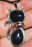 Halskette Z-028 – Blauer Sandstein – Katze - 44x25x6mm