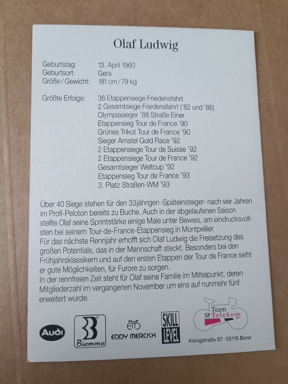 Autografi: Olaf Ludwig - Olympia Gold - handsigniert – Usato da Menziken venduto da Autogramme 1