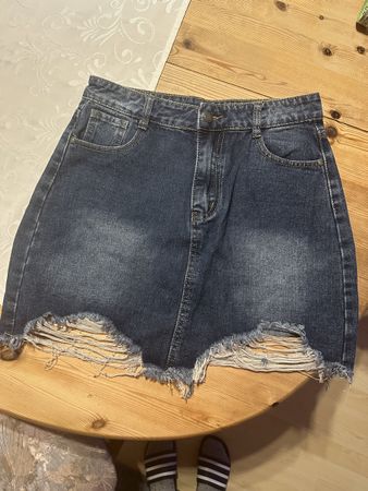 Jeansrock Mini, Gr. S, Fransen, neuwertig, Sommer Rock!