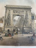 Gravure ancienne Paris - Porte Saint-Denis (Charles Rivière,