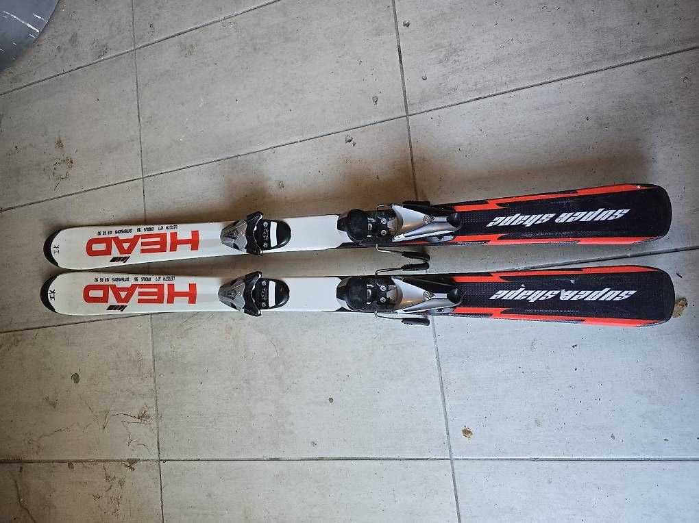 Skis Enfant HEAD 117 Cm Avec Fixations - Ski Alpin Piste Occasion