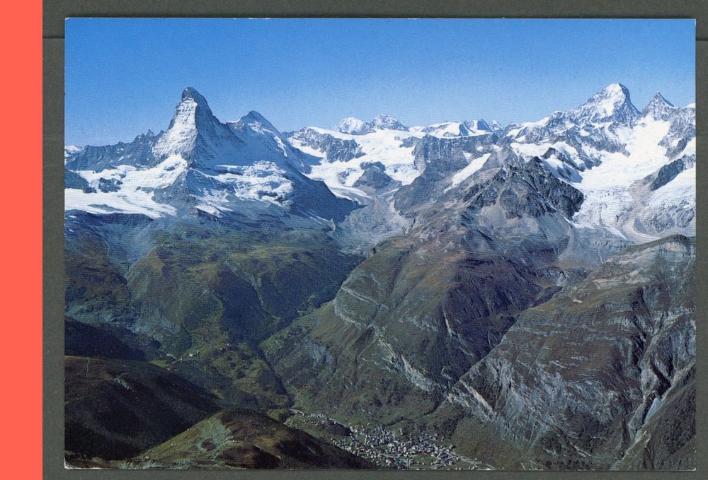 AK color Zermatt VS Flugbild, Matterhorn,Dent Blanche ≈ 1975 | Kaufen ...