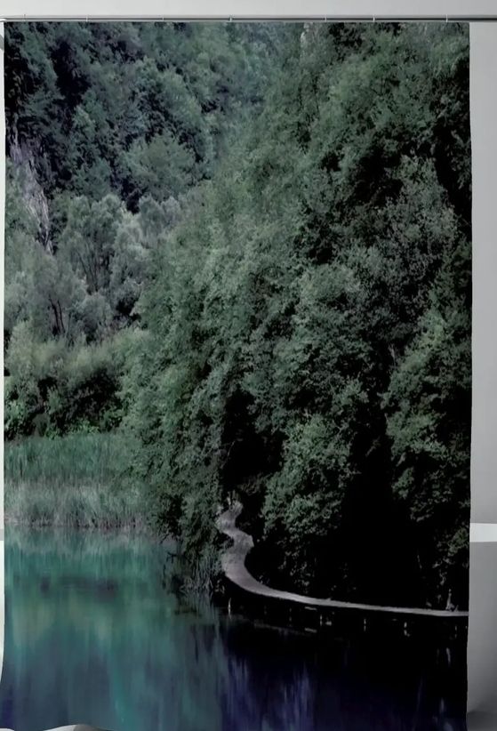 Poster & Bilder: Rideau de douche Juniqe paysage forêt et lac – Gebraucht aus Fribourg von cle_d9yy