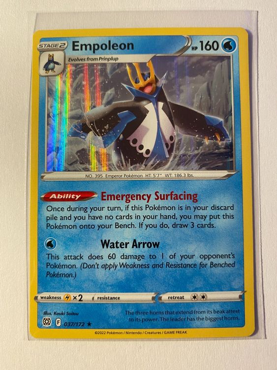 Empoleon - 037/172 - Reverse Holo - Unlimited - Rare Holo - Brilliant Stars Pokémon Card Value