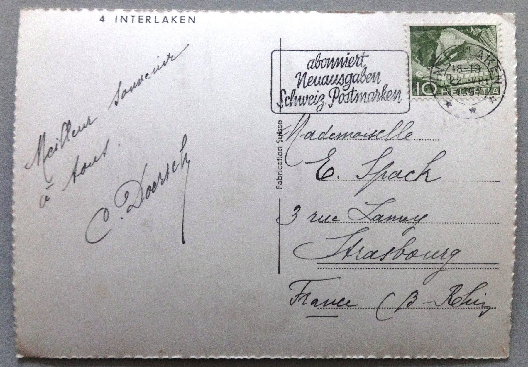 Ansichtskarten: Interlaken – Gebraucht aus Fétigny von Billy2miny 1