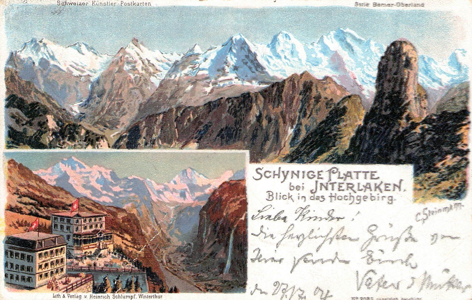 Ansichtskarten: -Litho Interlaken ,Schynige Platte,1904 – Gebraucht aus Reichenburg von Pipo-67