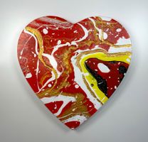 Acryl-Flüssigmalerei, Herzform