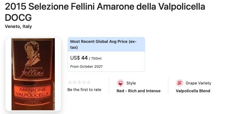 Vino: Amarone Valp. Selez. Fellini 2015 - 1 Flasche – Usato da Root venduto da Jo.Di 6