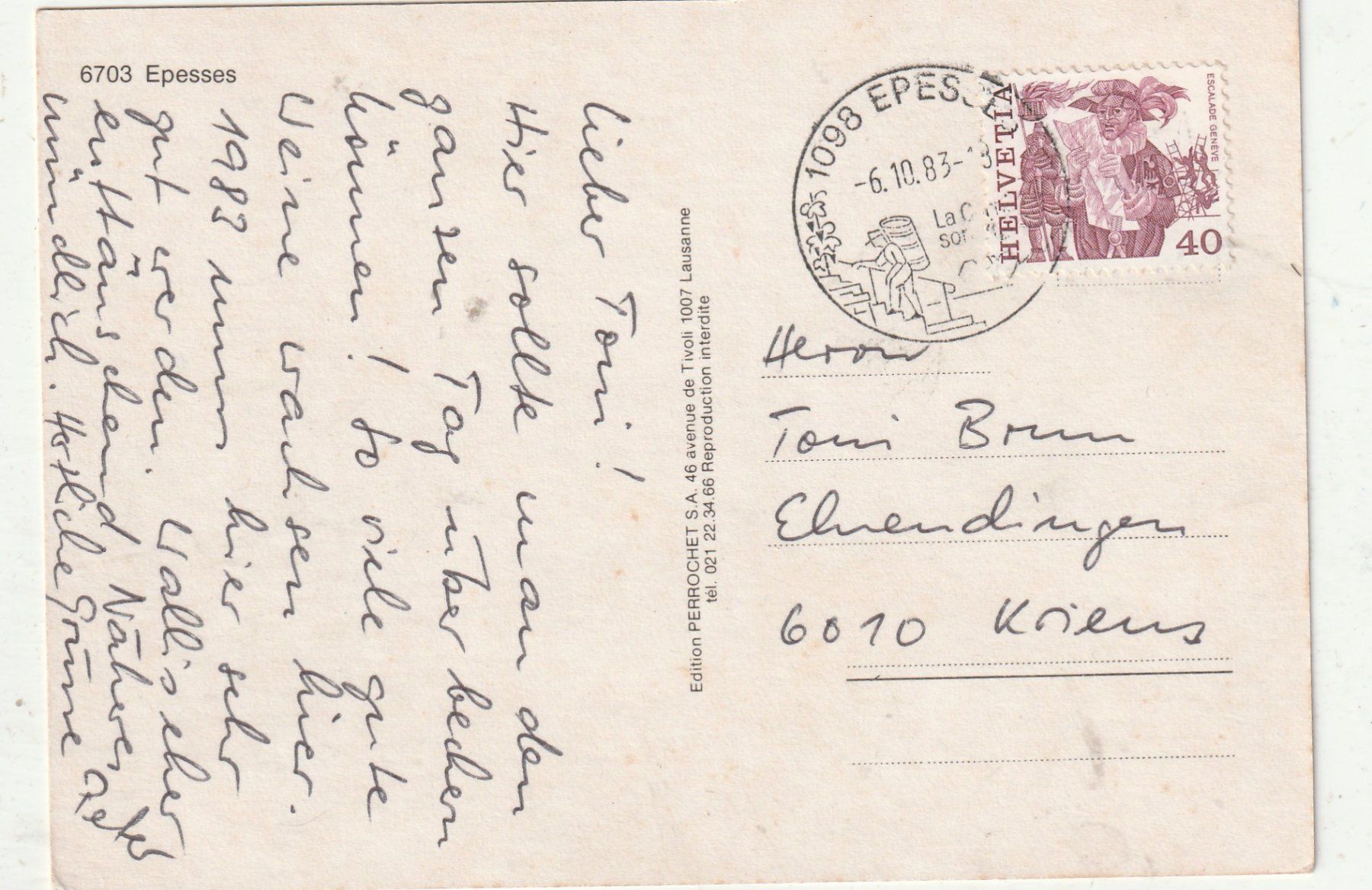 Cartoline postali: Epesses Flugaufnahme – Usato da Lumbrein venduto da made02 1