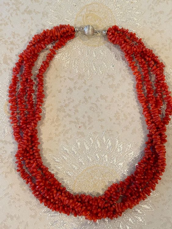 2 Colliers De Corail Rouge Des Années 60 - Poids 65 G | Bijou Vintage Corail