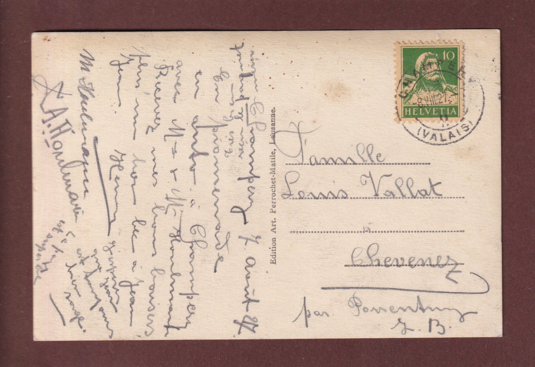 Cartoline postali: Champéry - Chalets de BONAVEAU - 1927 – Usato da Pully venduto da nicecards 1