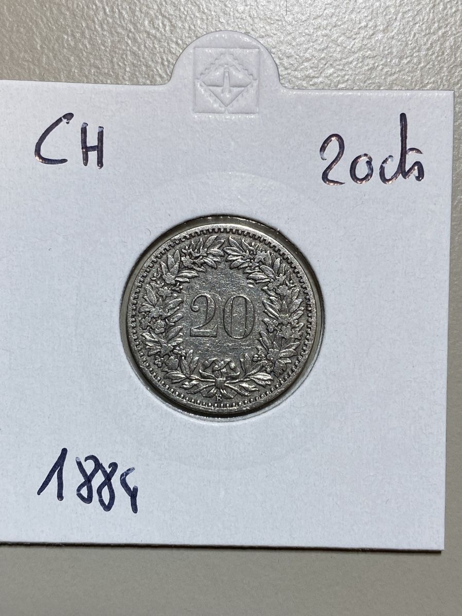 Tutti le monete: CH - 20 centimes - 1884 – Usato da Payerne venduto da Mike1682