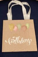 Geschenktasche Happy Birthday beige NEU