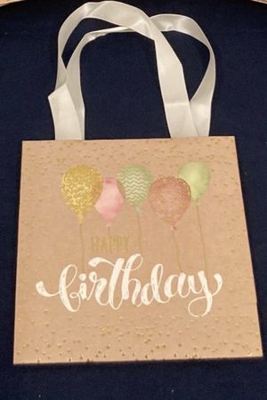 Geschenktasche Happy Birthday beige NEU