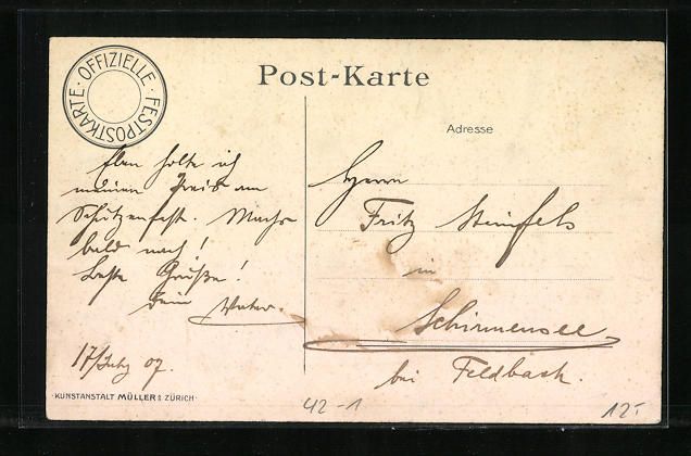 Cartoline postali: Zürich, Eidgenössisches Schützenfest  – Usato da Berlin venduto da bartko-reher 1