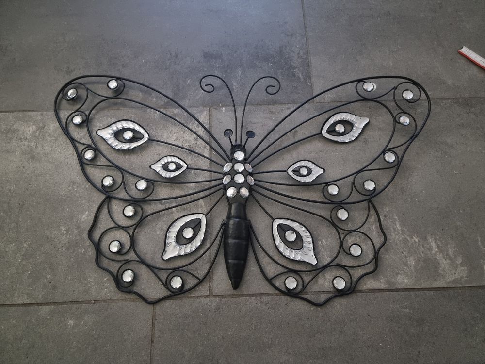3D Schmetterling Wanddeko Aus Metall – Schwarz, 3 Stück, Für Innen & Außen, Ca. 30 Cm