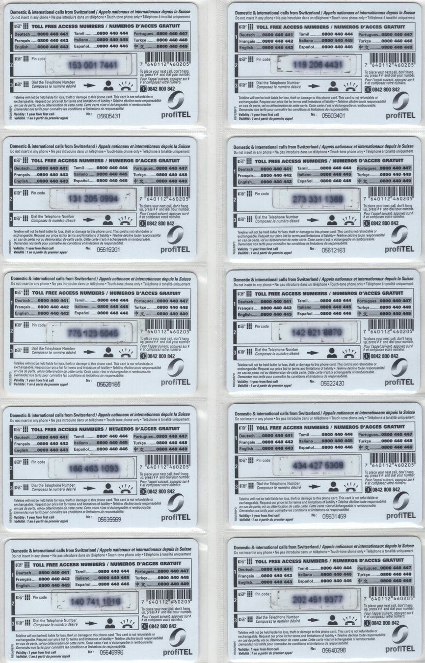 Schede telefoniche: TELELINE Prepaid Serie - Lakes - Seen – Usato da Eglisau venduto da Chperfins 1