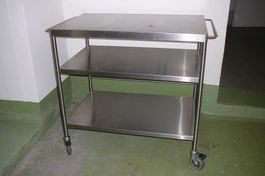 Servierwagen Edelstahl mit drei Ablagen 87,5x57 x86cmh