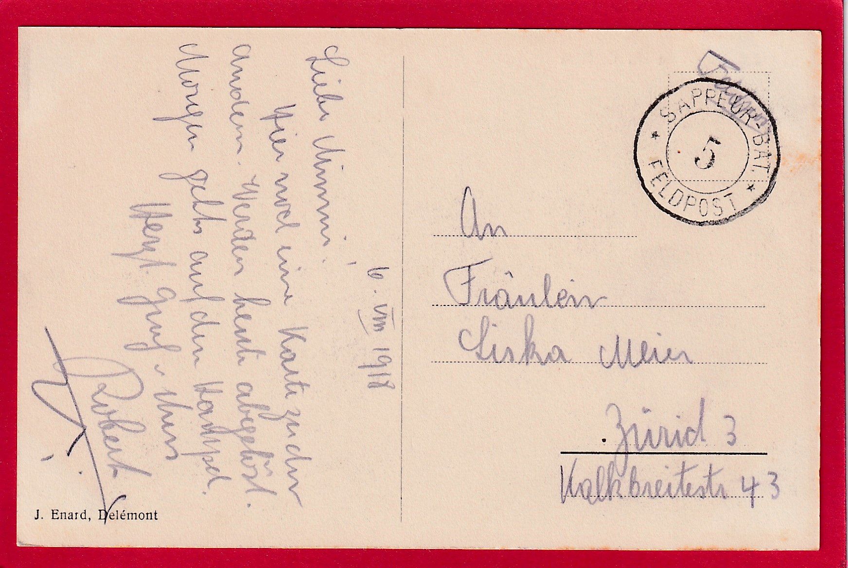 Cartoline postali: AK DELÉMONT RUE DU COLLÈGE – Usato da Grüningen venduto da Kartensammler 1