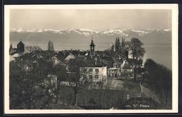 St. Prex, Ortsansicht mit Bergpanorama