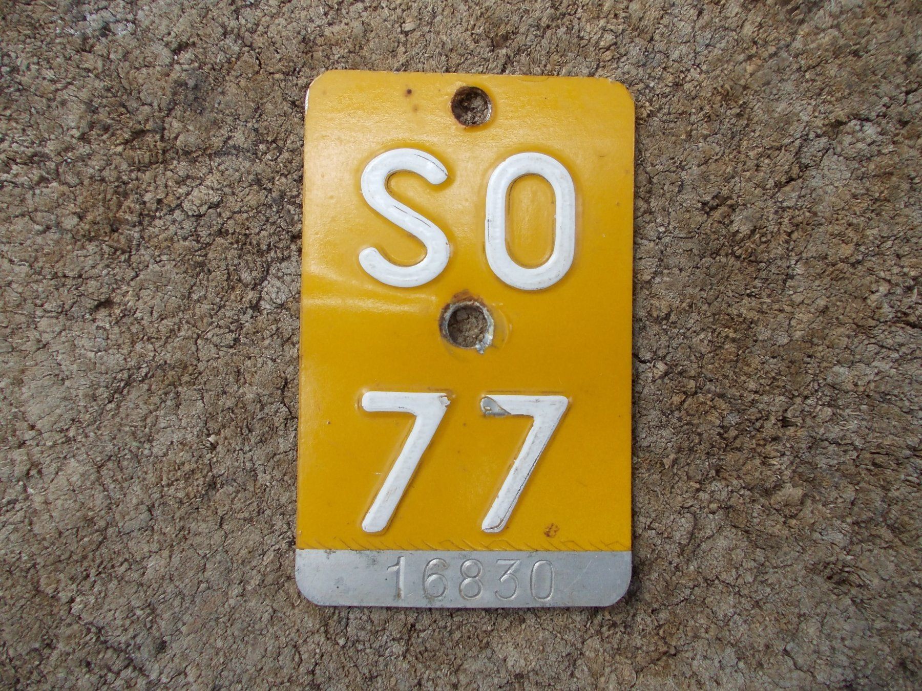 Schilder: Velonummer / Mofanummer / Töfflinummer SO 77 – Gebraucht aus Gsteigwiler von HORMIGA21