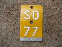 Velonummer / Mofanummer / Töfflinummer SO 77