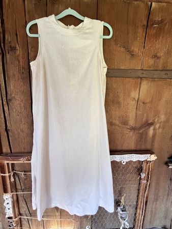 Esprit Kleid Gr. 38 Leinen-Viskose Sommer-Kleid Weiss 49%