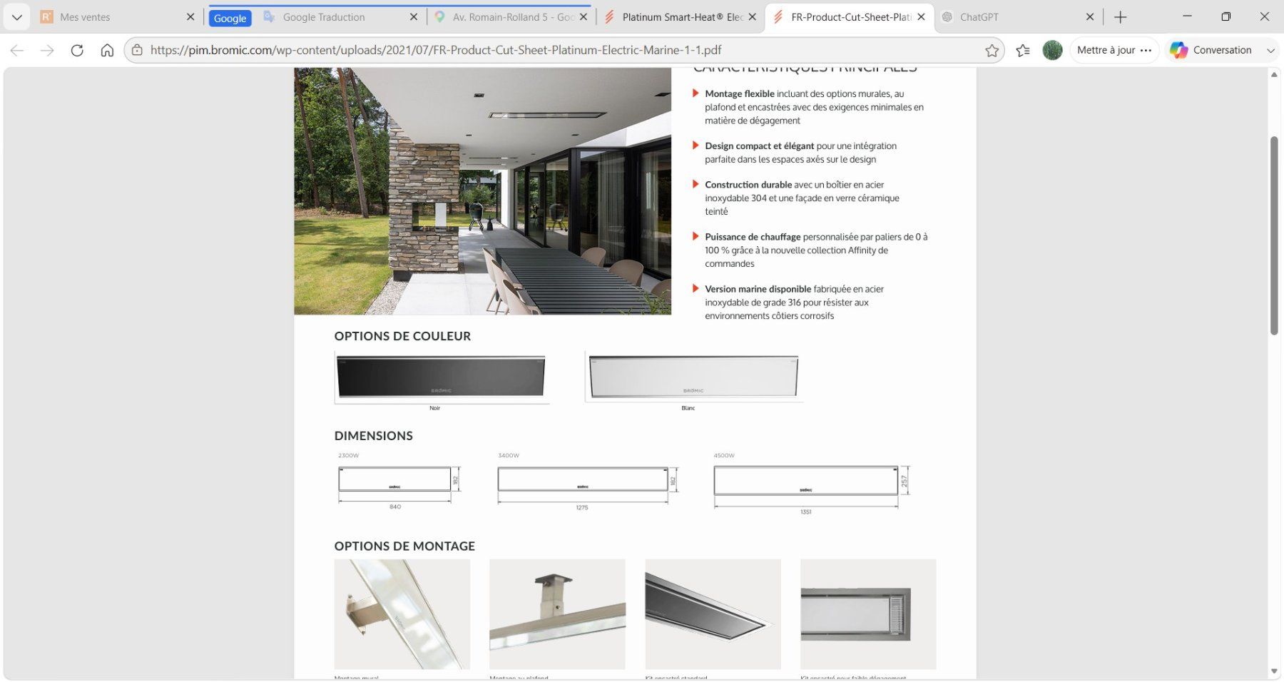 Radiatori: Chauffage de terrace électrique de chez Bromic platinum – Nuovo e nell'imballaggio originale da Vuarrens venduto da Adine0 2