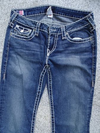 True Religion Jeans Gr. 32 weisse Nähte denim Blau