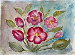 Maria Fischer Walpen, Aquarell, Blumen, signiert