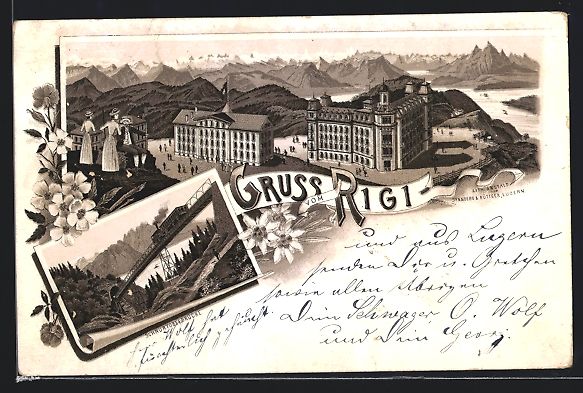 Cartoline postali: Vorläufer-Lithographie Rigi, 1895, Blic – Usato da Berlin venduto da bartko-reher