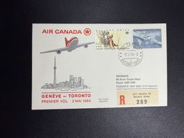 Air Canada Erstflugbrief Genf-Toronto ab UNO 1984
