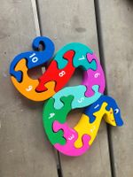 Holzpuzzle Schlange, Zahlen 1-10,bunt guter Zustand