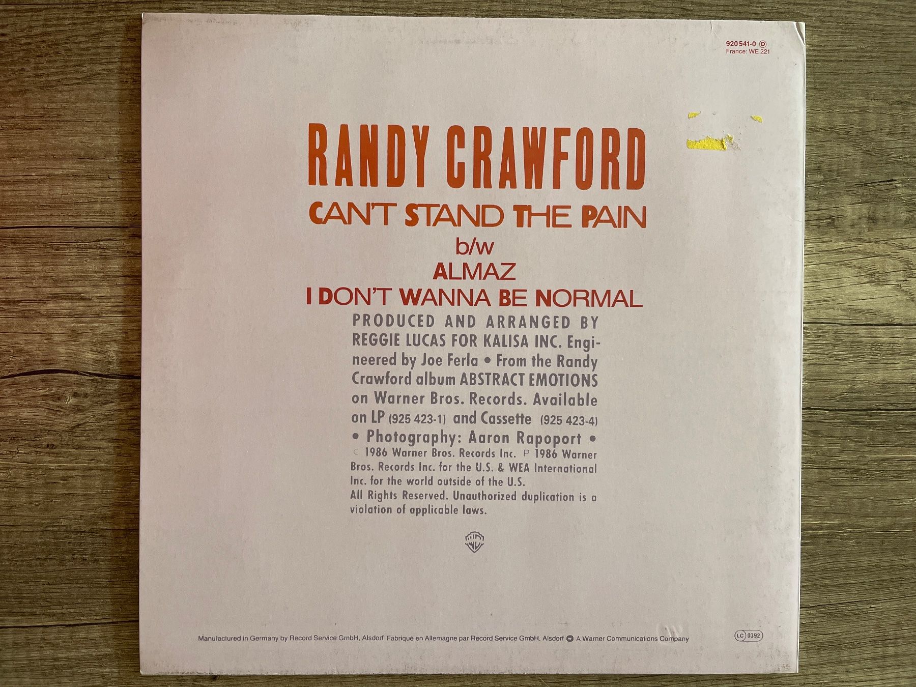 Dischi in vinile: A474/Randy Crawford "Can't Stand The Pain" – Usato da Frutigen venduto da Philippe_jsp 1